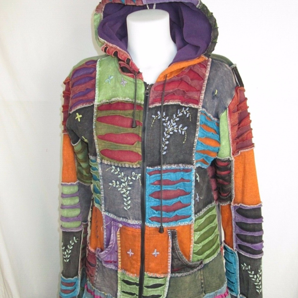 Custom Upcycle Full Length Multicolored Coat Wome… - image 3
